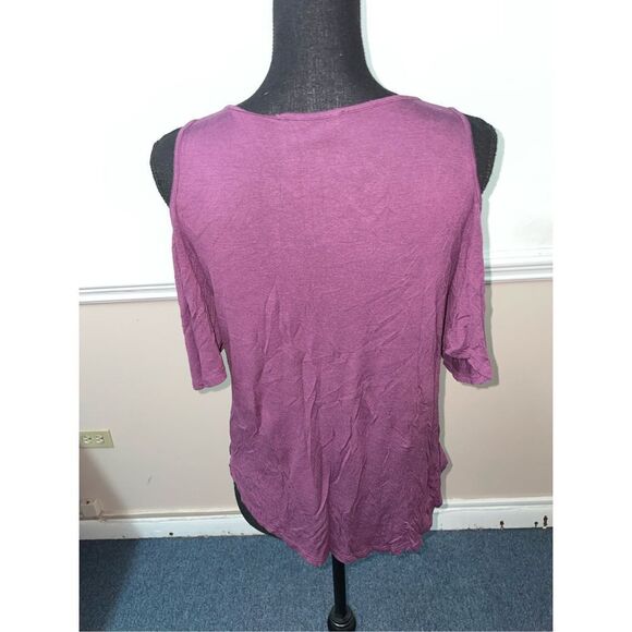 West Coast Love Cold Shoulder Plum Cross Front Blouse - Picture 4 of 8